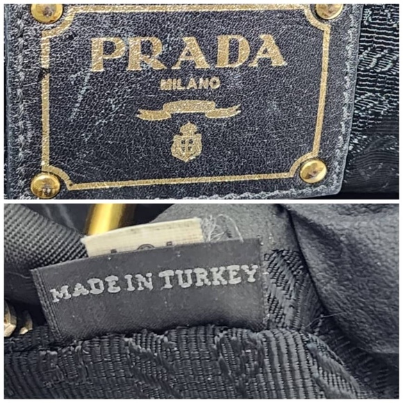 Authentic PRADA Tessuto Nylon And Leather Bauletto Bag Black - Picture 12 of 15
